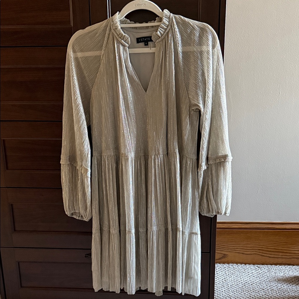 1. State Silver Long Sleeve Dress